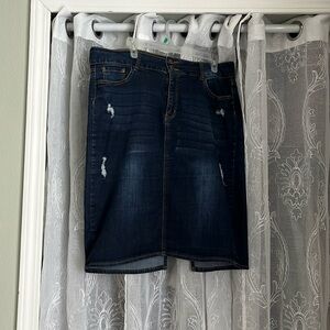 Denim pencil skirt